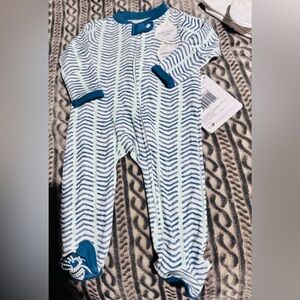 Cozy Blue and White Striped Kids Pajama Footies